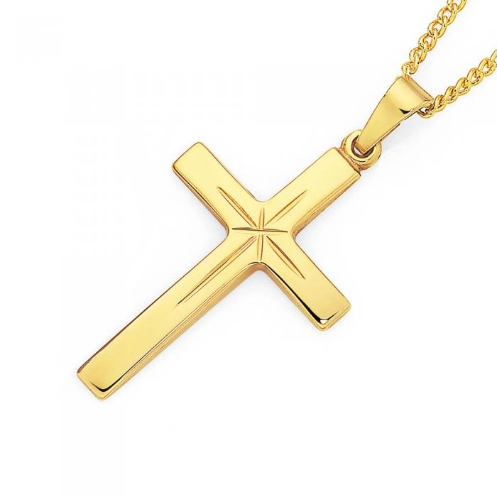 9ct Gold 24mm Cross Pendant