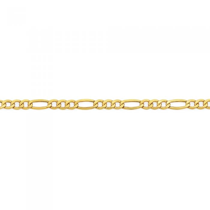 9ct Gold 25cm Figaro 3+1 Anklet