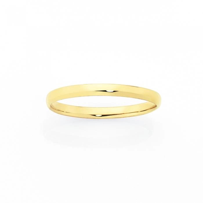 9ct Gold 2mm Half Round Stacker Ring