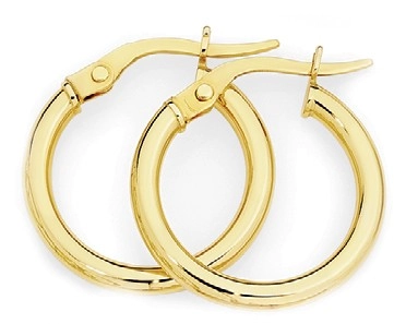 9ct Gold 2x12mm Polished Hoop Earrings