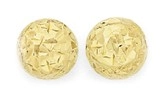 9ct Gold 4mm Diamond-cut Ball Stud Earrings