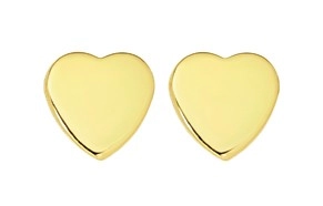 9ct Gold 7mm Flat Heart Stud Earrings