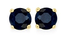 9ct Gold Black Sapphire 5mm Stud Earrings