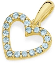 9ct Gold Blue Topaz Open Heart Pendant