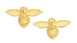 9ct Gold Bumble Bee Stud Earrings