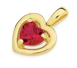 9ct Gold Created Ruby Pendant