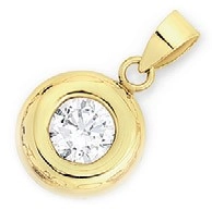 9ct Gold Cubic Zirconia Solitaire Pendant