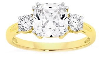 9ct Gold Cubic Zirconia Trilogy Ring