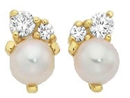 9ct Gold Cultured Freshwater Pearl & Cubic Zirconia Stud Earrings