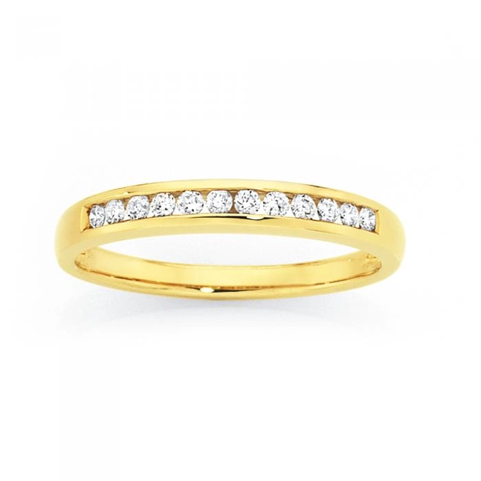 9ct Gold Diamond Channel Set Band