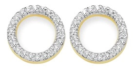 9ct Gold Diamond Circle Stud Earrings