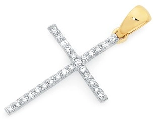 9ct Gold Diamond Cross Pendant