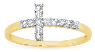 9ct Gold Diamond Cross Ring