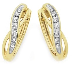 9ct Gold Diamond Crossover Huggie Earrings