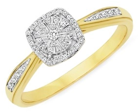 9ct Gold Diamond Cushion Shape Ring