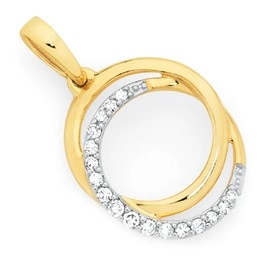 9ct Gold Diamond Double Circle Pendant