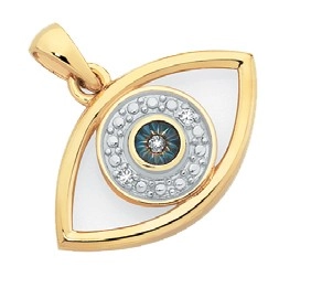 9ct Gold Diamond Evil Eye Pendant