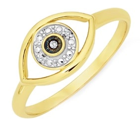 9ct Gold Diamond Evil Eye Ring