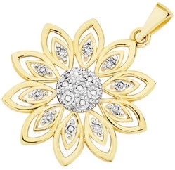 9ct Gold Diamond Flower Pendant