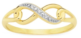 9ct Gold Diamond Infinity Loop Ring