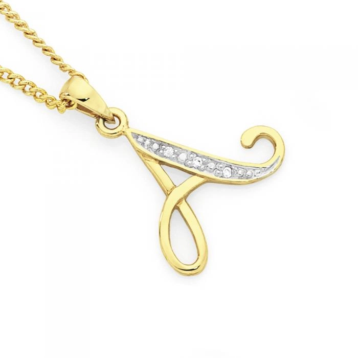 9ct Gold Diamond Initial 'A' Pendant