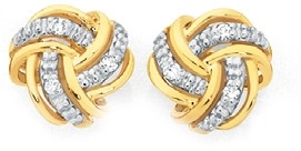 9ct Gold Diamond Knot Stud Earrings