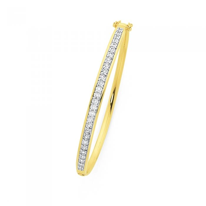 9ct Gold Diamond Miracle Set Hinge Bangle