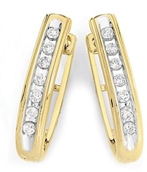 9ct Gold Diamond Nick Set Huggie Earrings