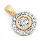 9ct Gold Diamond Round Halo Pendant