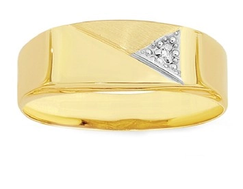 9ct Gold Diamond-Set Gents Ring