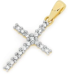 9ct Gold Diamond Small Cross Pendant