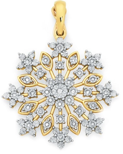 9ct Gold Diamond Snowflake Pendant