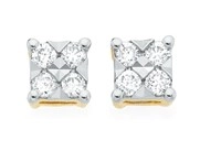 9ct Gold Diamond Square Stud Earrings