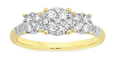 9ct Gold Diamond Trilogy Ring