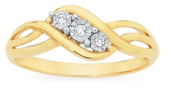 9ct Gold Diamond Trilogy Ring