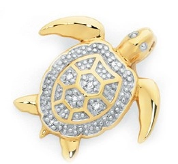 9ct Gold Diamond Turtle Pendant