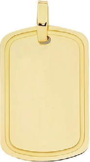 9ct Gold Gents Engravable Dog Tag Pendant