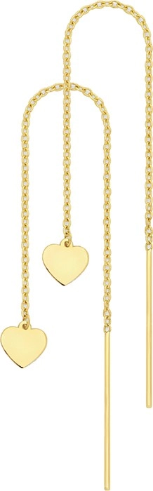 9ct Gold Heart Thread Through Drop Earrings