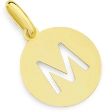 9ct Gold Initial M Sanserif Round Disc Pendant