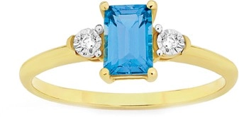 9ct Gold London Blue Topaz & Diamond Ring