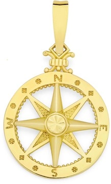 9ct Gold Round Compass Pendant