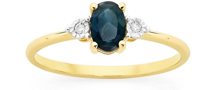 9ct Gold Sapphire & Diamond Ring