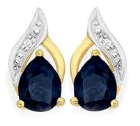 9ct Gold Sapphire & Diamond Stud Earrings