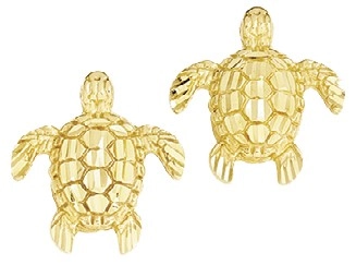 9ct Gold Sea Turtle Stud Earrings