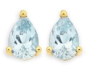 9ct Gold Sky Blue Topaz Pear Stud Earrings