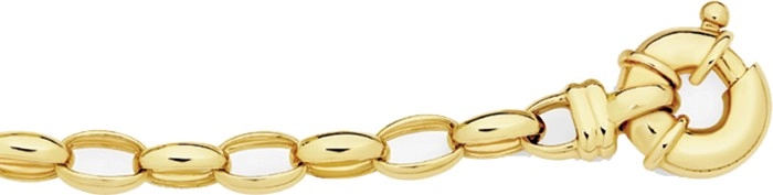 9ct Gold Solid Oval Belcher Bolt Ring Bracelet