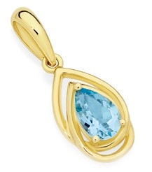 9ct Gold Swiss Blue Topaz Pendant