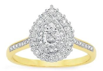 9ct Gold Two Tone Diamond Pear Cluster Ring