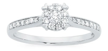 9ct White Gold Diamond Cluster Ring