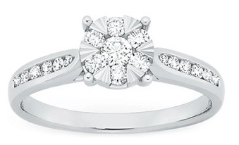 9ct White Gold Diamond Cluster Ring